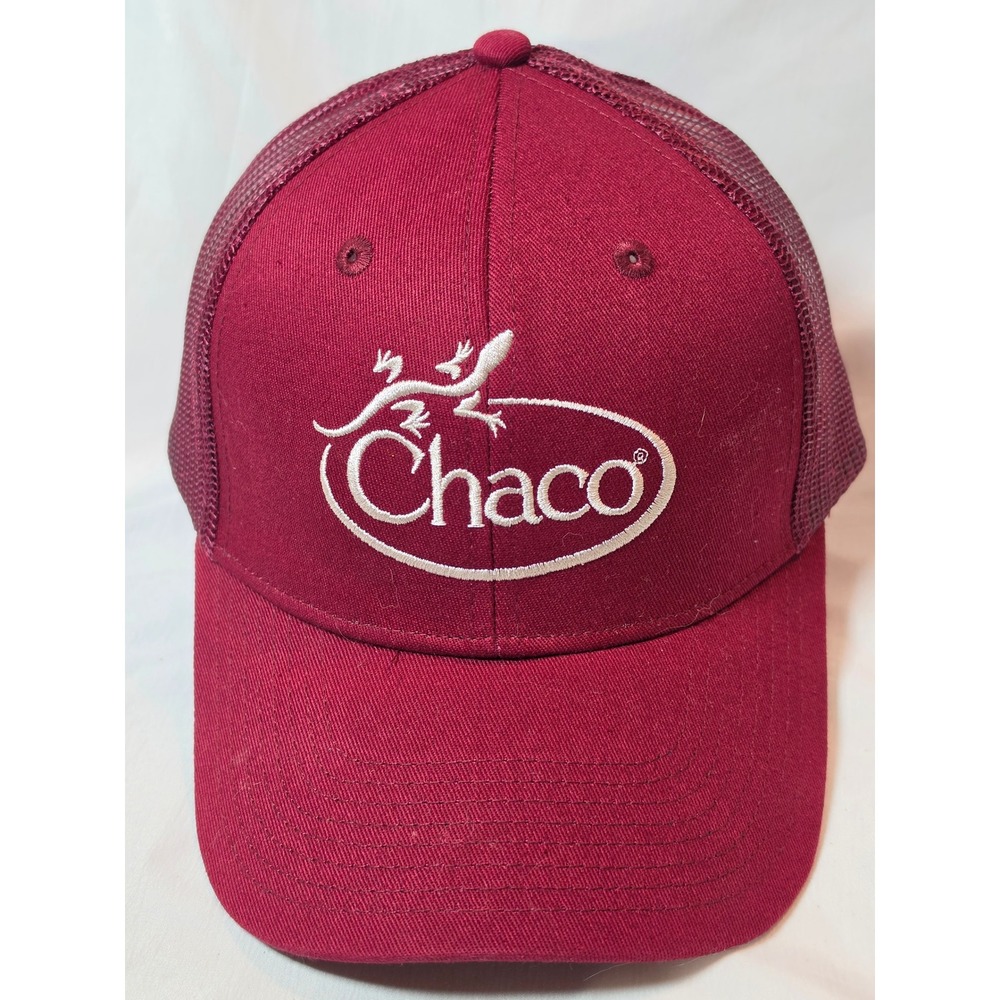 Chaco Mens Trucker Hat Maroon Burgundy Lizard Logo Snapback Mesh Cap RN119414